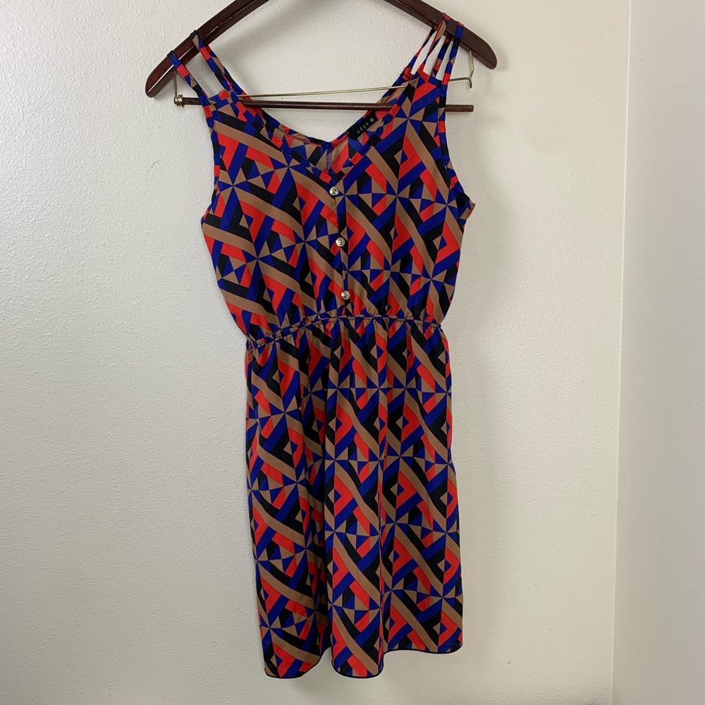 Edge Woman's Dress Blue And Orange Geometric Pattern Size Medium
